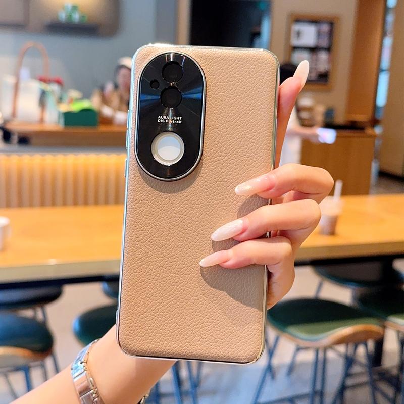 For Vivo V31 5G/V40 Pro/V50/V50 Pro/V60/X200 FE Case Lychee Pattern Leather Metal Alloy Camera Frame Protection Back Case Cover
