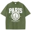 Casual Woman Acid Wash T-Shirts Paris Discover The City Prints Tees Distressed Oversize Cotton Short Sleeve Clothes
