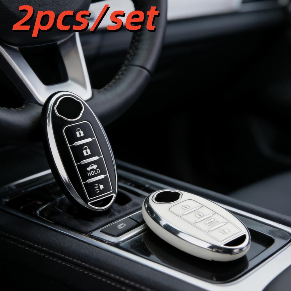 

2Pcs Car Key Case Covers For Nissan Altima Rogue Sentra Pathfinder Frontier Maxima Titan Murano Kicks Juke Versa Arma