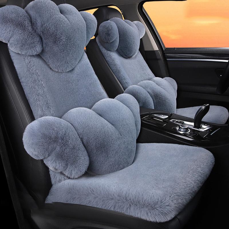New Winter Car Plush Seat Cushion Heart Shaped Head Pillow Neck Pillow Waist Support Cushion Thickened Warm Universal Seat Cover
