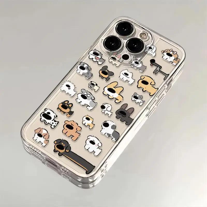 

Cute Cartoon Dogs Clear Pattern Design Protective Cover for iPhone 17 16 15 14 13 12 11 16E Series Pro Max Plus iphone 16 Pro
