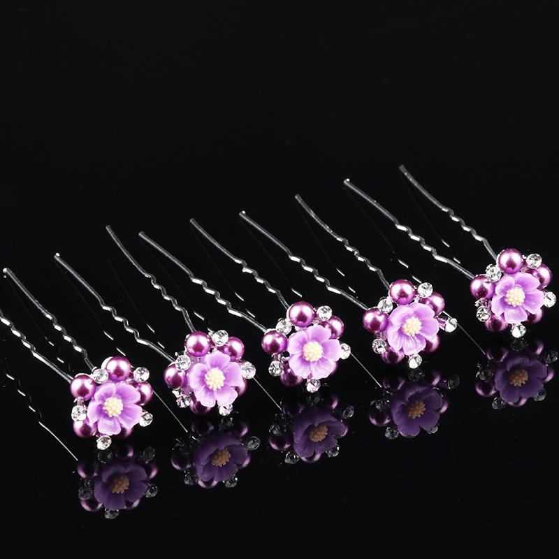 

2 шт., свадебный головной убор, вилка для волос с кристаллами и цветами, U-образные зажимы, заколка для волос ручной работы с цветком в форме головы