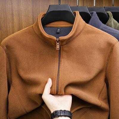 Men's Fleece Jacket: Autumn/Winter Warm Casual Stand-Up Collar Coat for Middle-Aged and Young