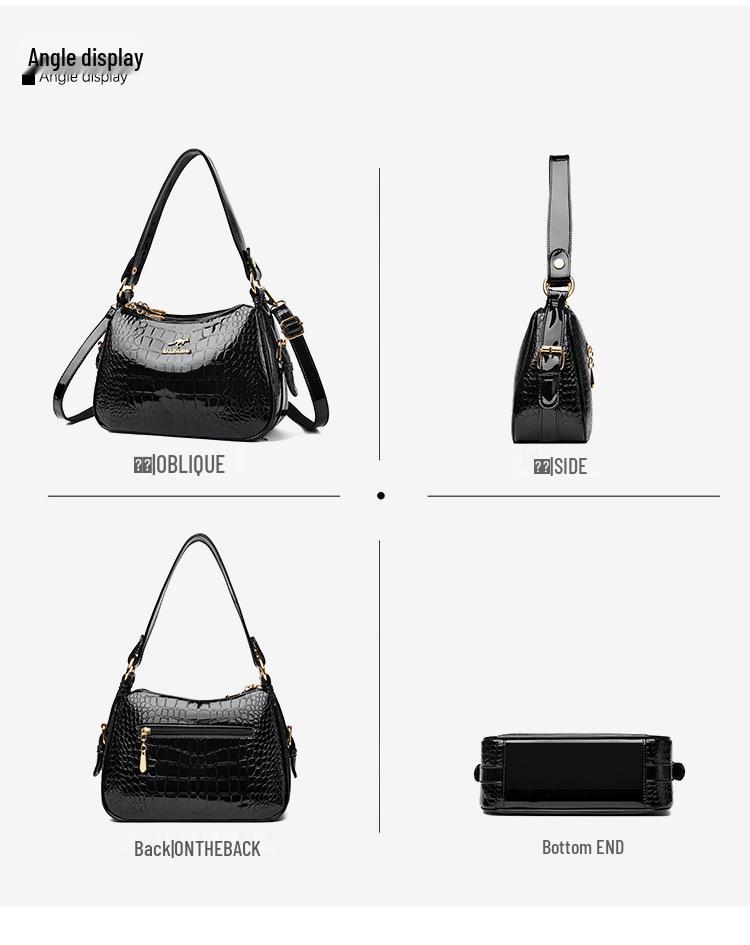 Korean Style Women's Crocodile Pattern Shell Crossbody Bag - 2025 Bright Leather Fashion