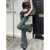 Small Sexy Low Waist Design Slightly Pull Denim Women's Summer 2025 New Arrival Silm Slim Looking Frayed Flared Pants