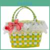 Pvc Childrens Hand Carry Basket With Colorful Checkered Bow Lace Design For School