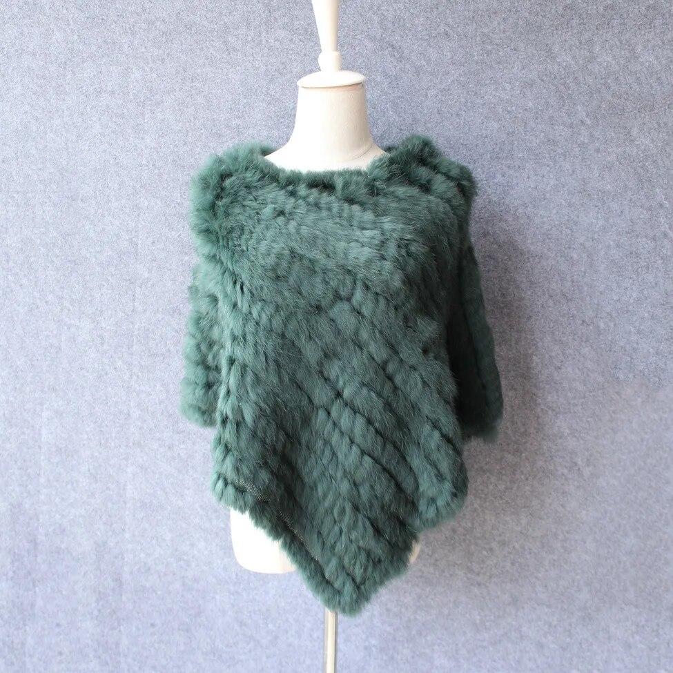 

20 женских модных треугольных свитеров, повседневные пуловеры с рукавами «летучая мышь», накидки, полосатое пончо из кроличьего меха, осенне-зимняя шаль, плащ One Size зелёный
