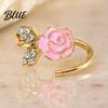 Anti-oxidation Ring 4Pcs/Set Adjustable Set Pink Flower Multi-Petal Design Finger