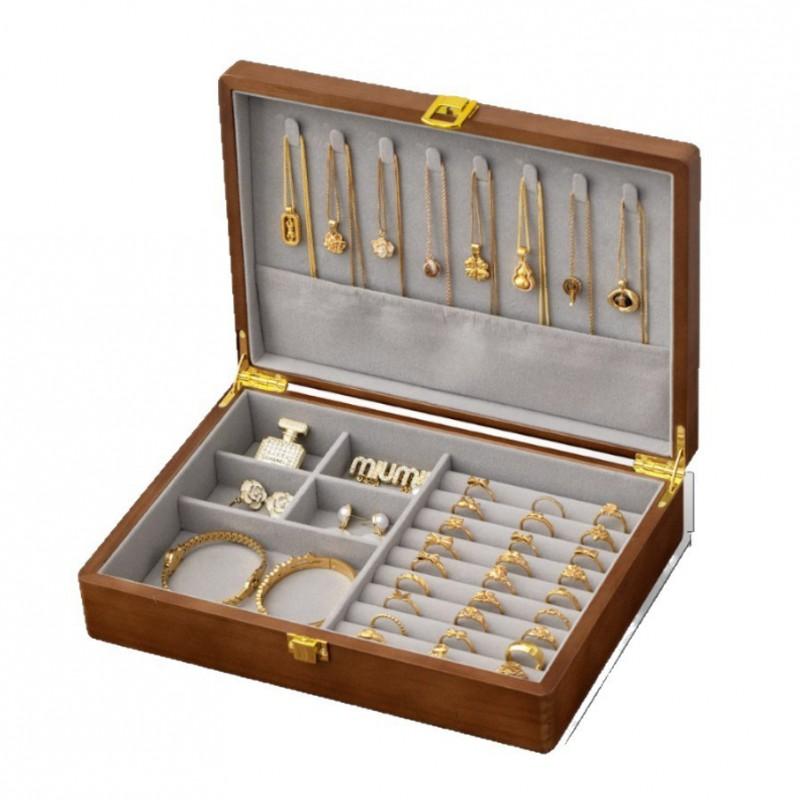 Solid Wood Jewelry Box Vintage Style Organizer Earrings Rings Necklaces Bracelets