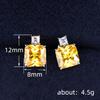 Xiaomi Huitan Trendy Pink/Yellow Square CZ Stud Earrings Luxury Wedding Earrings for Women Silver Color Exquisite Gift Fashion Jewelry