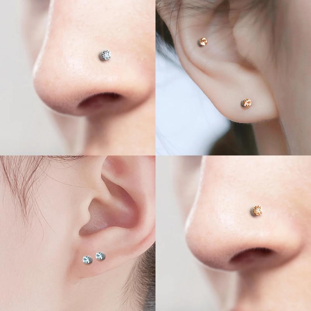 2-12 Stück Einfache Magnetische Nasenstecker-Ohrringe aus Edelstahl, 3 mm Nicht durchbohrte Körperschmuck für Männer und Frauen
