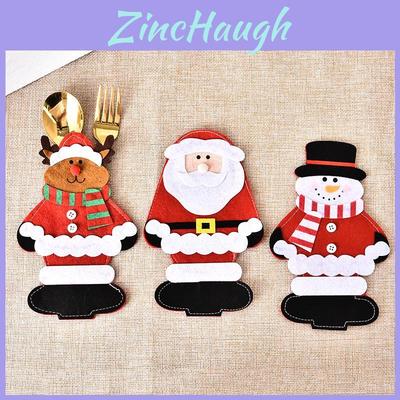 Charming Santa Claus Cutlery Holder Set For Festive Holiday Table Decoration