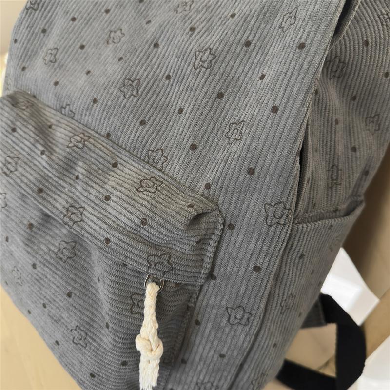 Women's Corduroy Student Schoolbag Printed Backpack