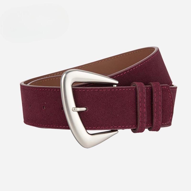 Irregular Retro Cowhide Suede Belt for Women Versatile Jeans Trousers Belt Genuine Leather Personalized Women's Belt