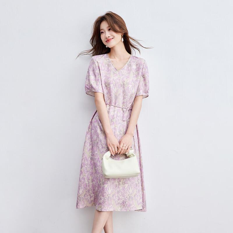 Srcr Women s 19 Momme French Chic V-Neck Mulberry Silk Dress L