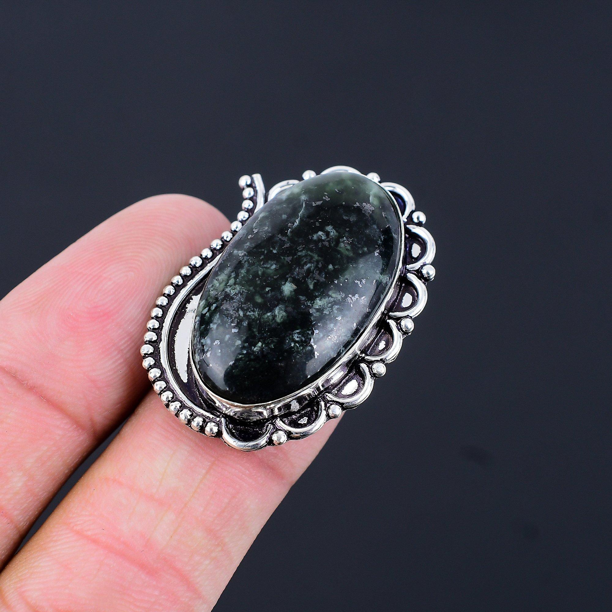 Daughters Day Sale Sterling Silver Nepharite Stone Stackable Ring Jewelry US 6.5 6.5