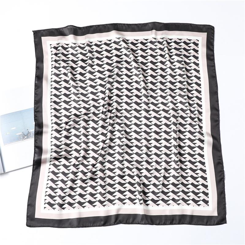 Fashion geometric color matching simulation silk scarf thin spring and summer square scarf scarf professional tie scarf hair tie bag silk scarf