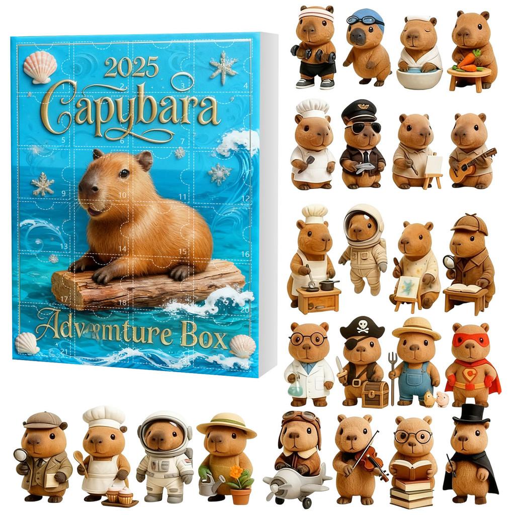 Christmas Capybara Advent Calendar Blind Box With Acrylic Figurines For Festive Decorations