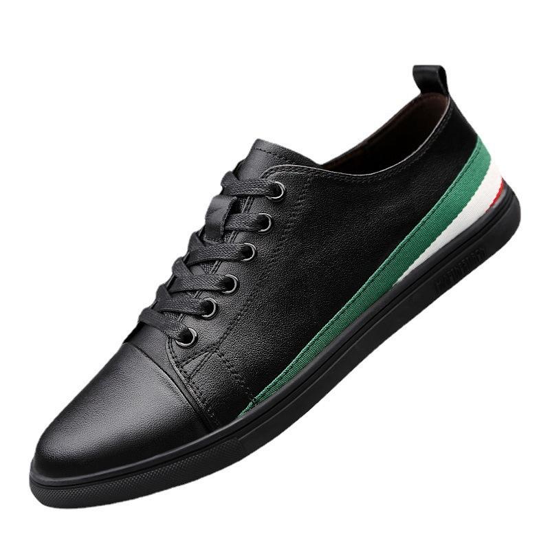 Summer Men'S Shoes Breathable British Casual Shoes Spring Board Shoes Korean Version Of Fashion Driving Leather Shoes Men'S Cowhide White Shoes Tide