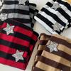 Harajuku Women Autumn Leg Warmers Socks Japanese Gothic Striped Sequins Stars Knitted Long Socks Punk Baggy Foot Covers