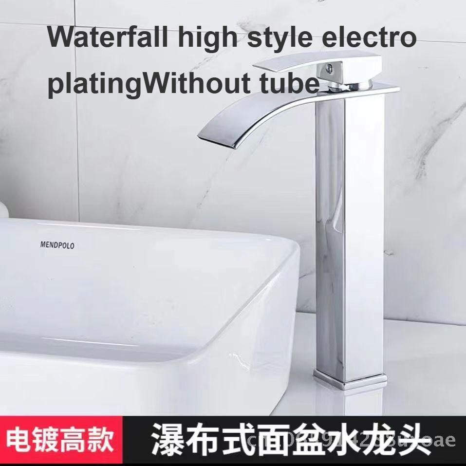 Black Copper Core Waterfall Faucet for Wash Basin Bathroom Toilet Modern Stainless Steel Hot And Cold Mixed Basin Tap
