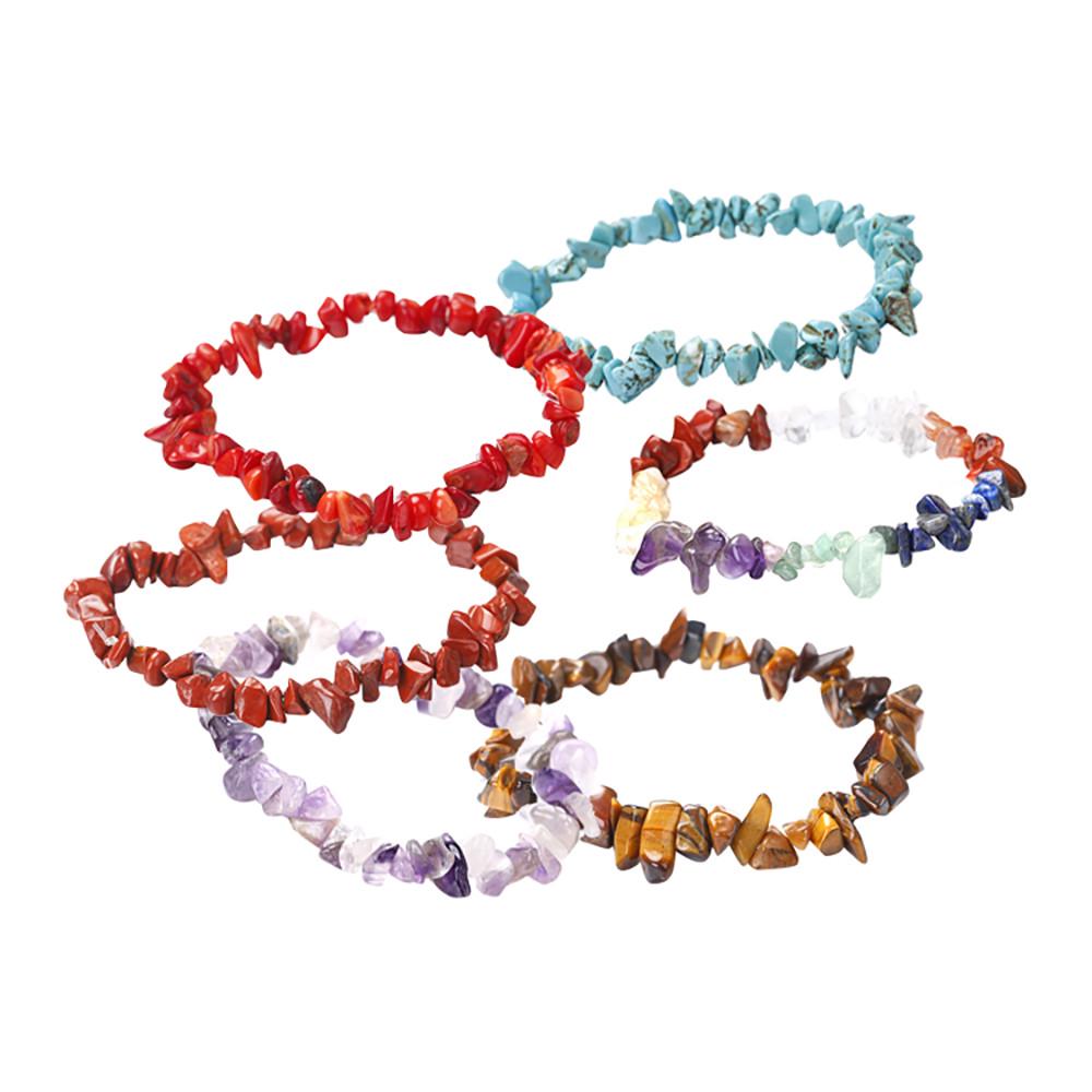 5-8mm Mixed Natural Gemstone Chip Beads Stretchy Bracelet