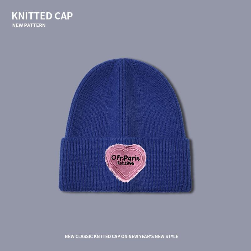 Big head circumference cartoon love plush hat, thickened warm ear protection in autumn and winter, small wool cold hat