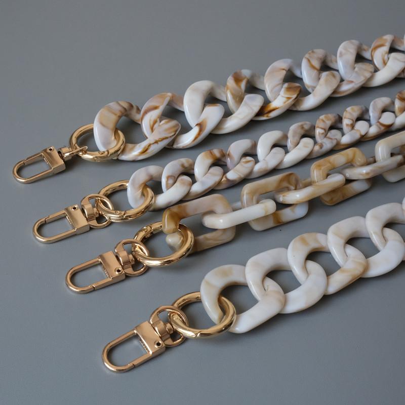 New Fashion Woman Bag Accessory Detachable Parts Replacement Chain Beige Resin Luxury Strap Women Acrylic Shoulder Handle Chain