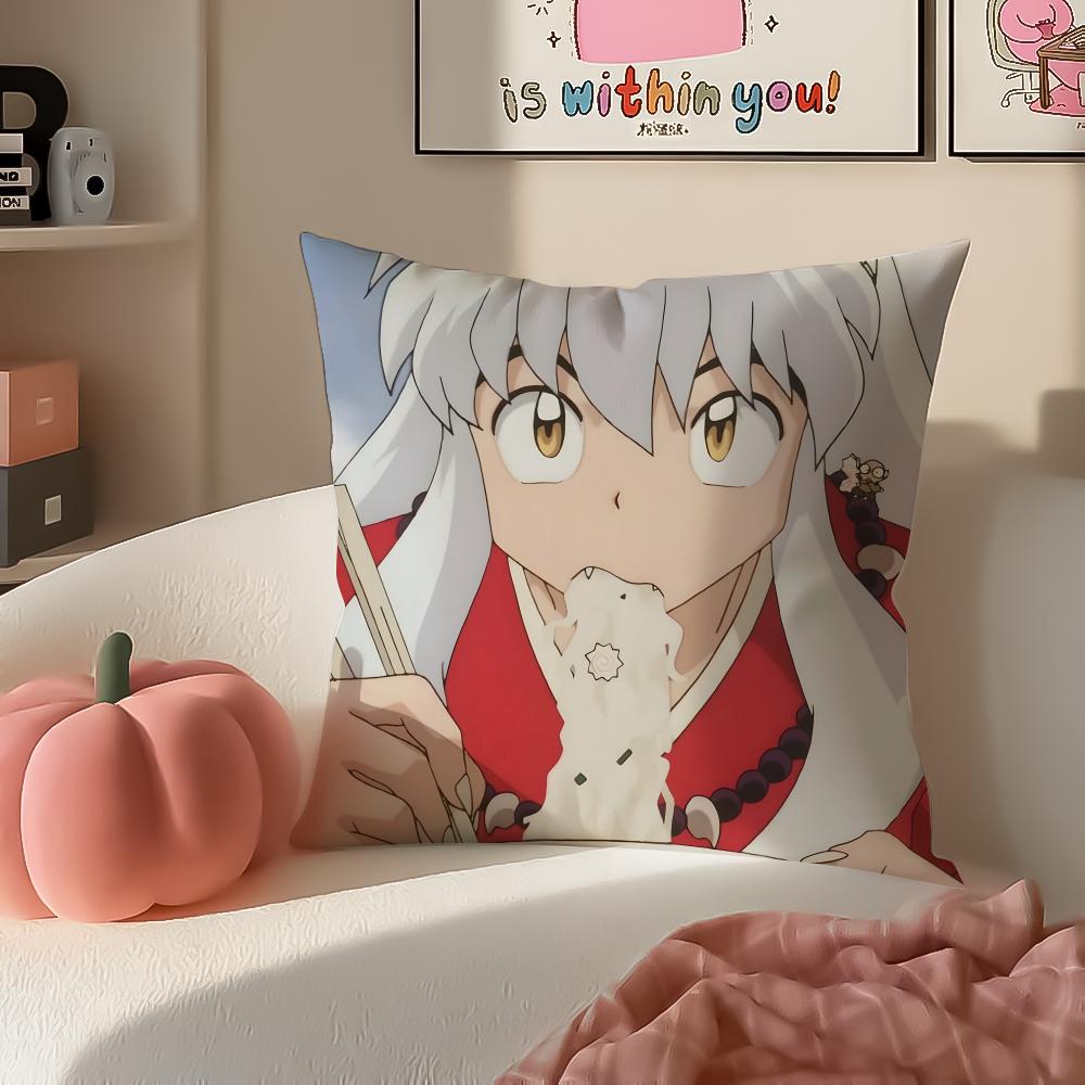 Japanese anime lInuyasha Cushion Cover Pillowcase Short Plush Invisible zipper Room Sofa Cushion Cover