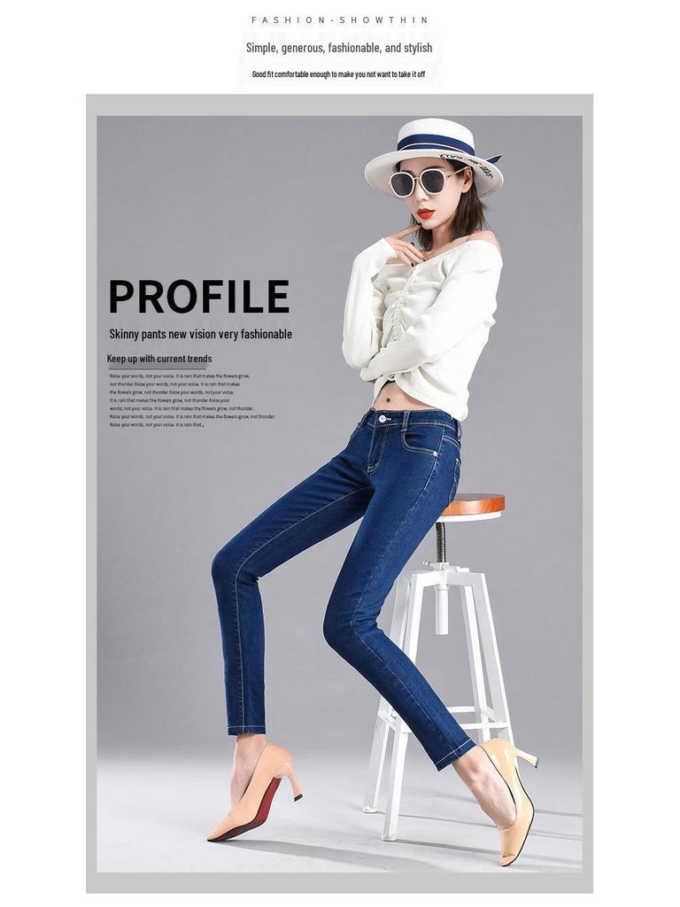 Damen Slim Fit Low-Waist Jeans mit Fleecefutter: Elastische, eng anliegende Cropped-Bleistifthosen