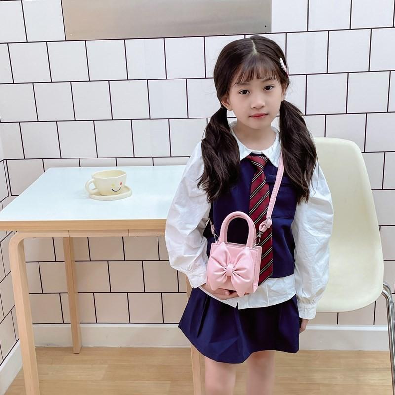 Childrens Pu Mini Shoulder Bag With Butterfly Bow For Daily Use