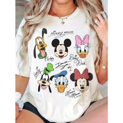 2026 Zomer Mickey's Vriend Grafisch T-shirt Unisex Unisex Mode Katoen Kwaliteit Casual Los Korte Mouw Klassiek Unisex