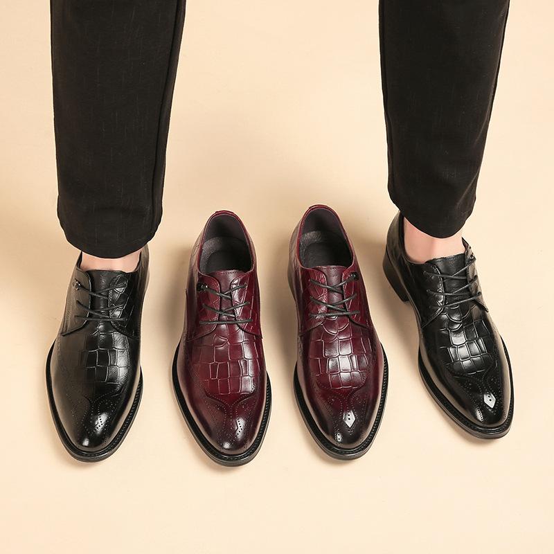 First Layer Cowhide New British Genuine Leather Handmade Carving Brogue Leather Shoes Men's Business Formal Derby Shoes