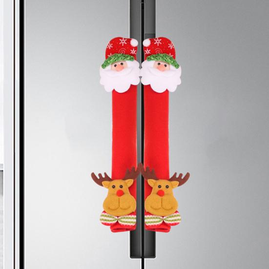 4 stk Christmas Snowflake Holdbar mat Kjøleskapshåndtaksdeksel Mykt vaskbart flekkforebyggende kjøleskapsdeksel