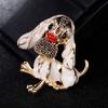 Cute Animal Brooch Pins Jewelry Cartoon Dog Crystal Rhinestone Brooch Badge For Women Suit Jeans Bag Decoration