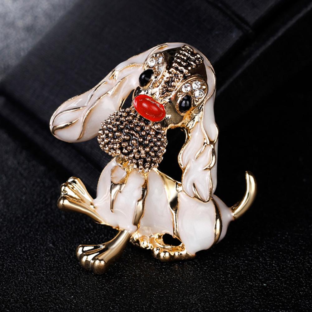 Cute Animal Brooch Pins Jewelry Cartoon Dog Crystal Rhinestone Brooch Badge For Women Suit Jeans Bag Decoration