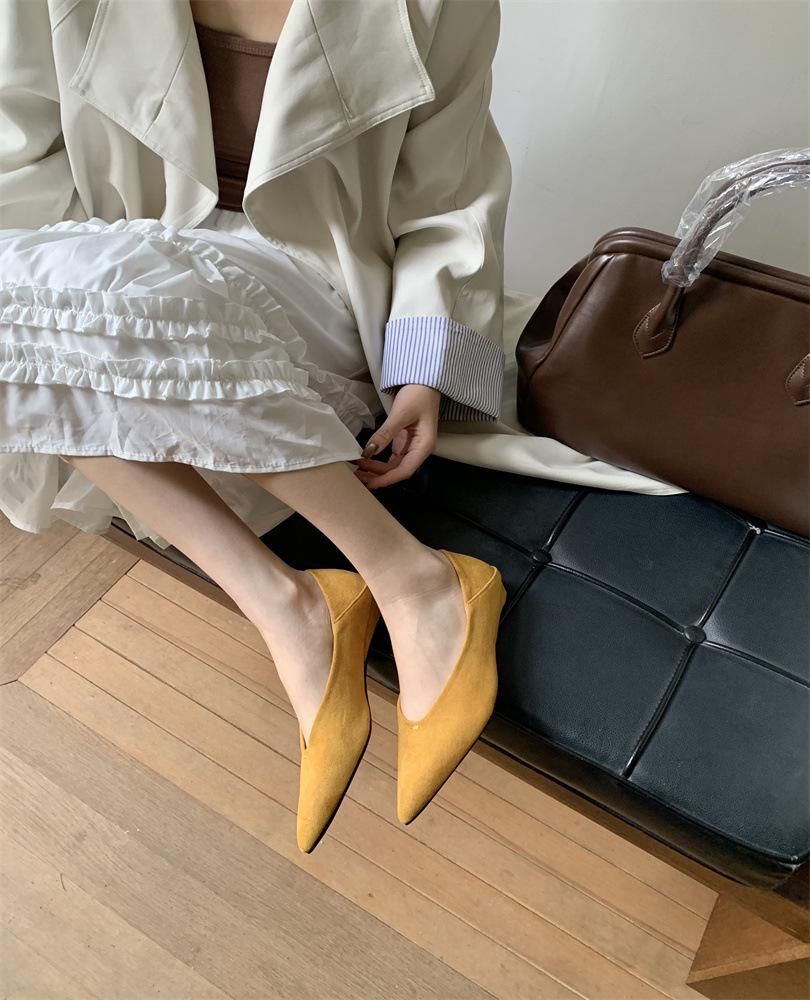 French temperament thin heel pointed single shoes women's shoes spring and autumn new niche leopard print light mouth with skirt high heels women