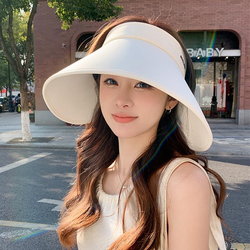 Wrap-around full-face ice silk sun protection hat for women, summer large brim open-top sun hat, UV protection sun hat for cycling