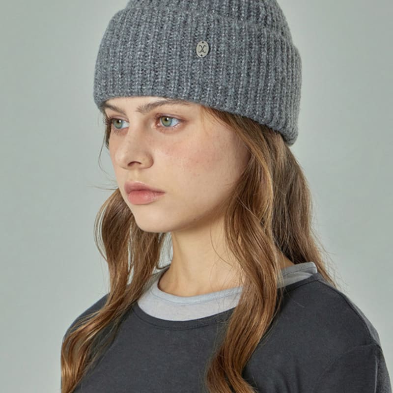 

VARZAR VA Curved Oval Metal Washed Beanie Gray FREE