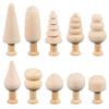 10Pcs/Set Unfinished Wooden Miniature Tree Painted Crafts Peg Dolls Wood Ornaments DIY Round Corners Kids Toy Mushroom Ornaments