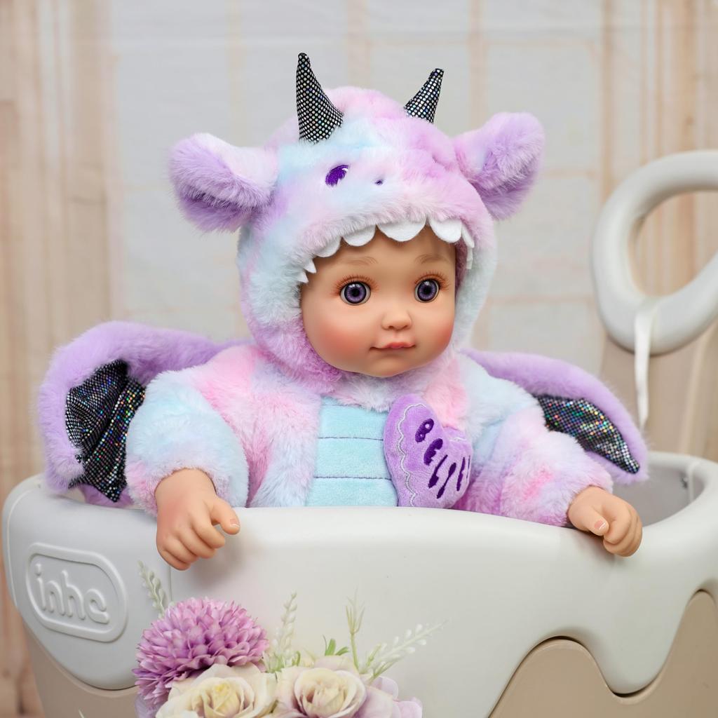 Cloveray Reborn Handmade Newborn Realistic Baby Doll with Dragon Plush Cloth Vinyl Arms and Magnetic Birthday Gift 18-inch Doll, Doll, Clothes, Body,