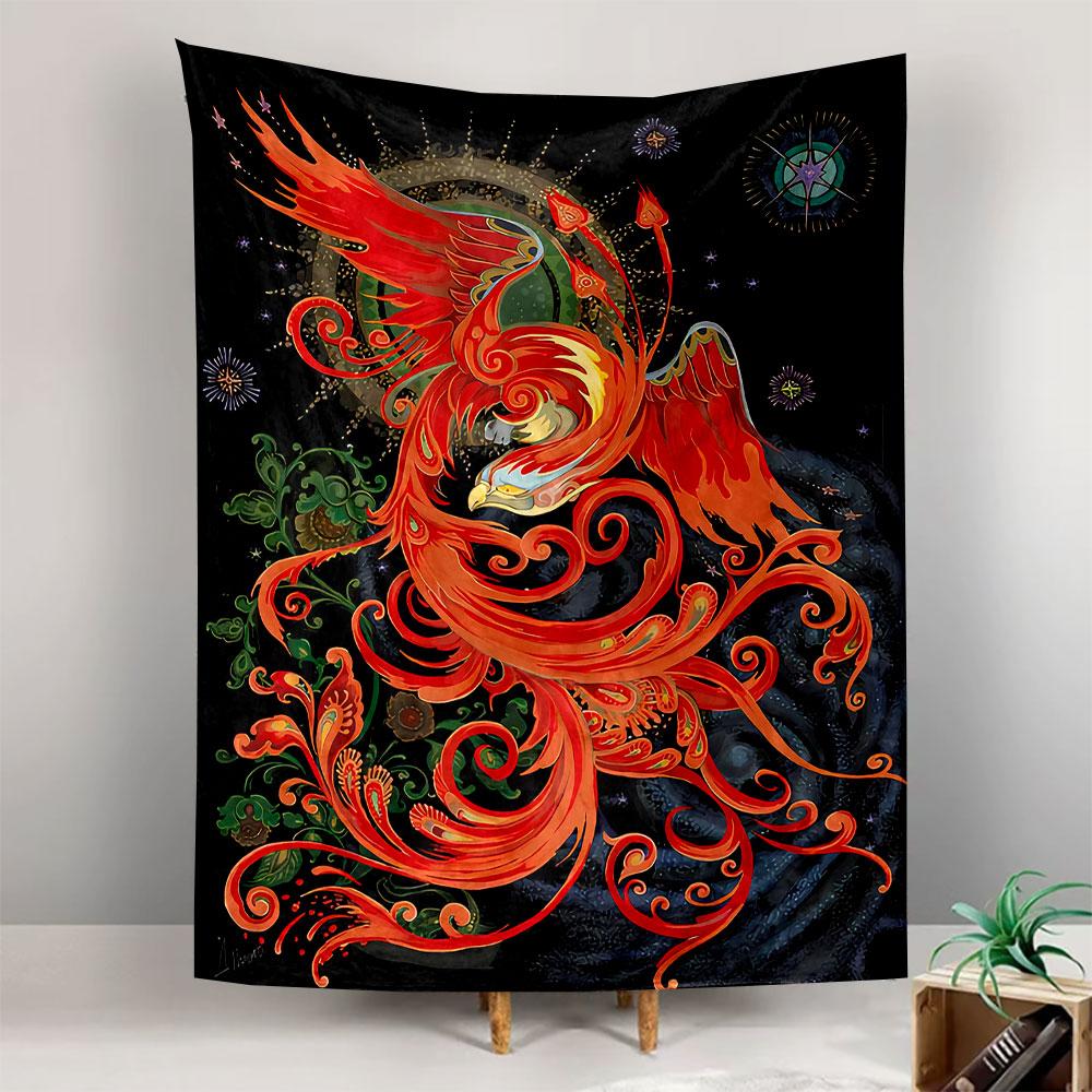 Phoenix Decorative Tapestry Wall Hanging, Mythical Bird Art, Wall Decor for Bedroom Living Room Dorm