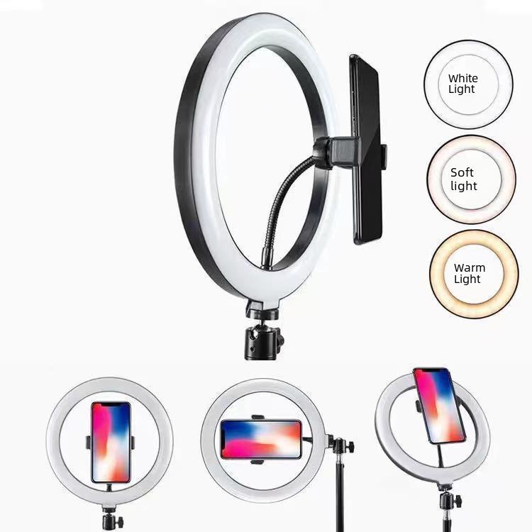 10/12/14 Inch Mobile Phone Ring Light with Adjustable Dimming & Color for Live Broadcast and Beauty Lighting
