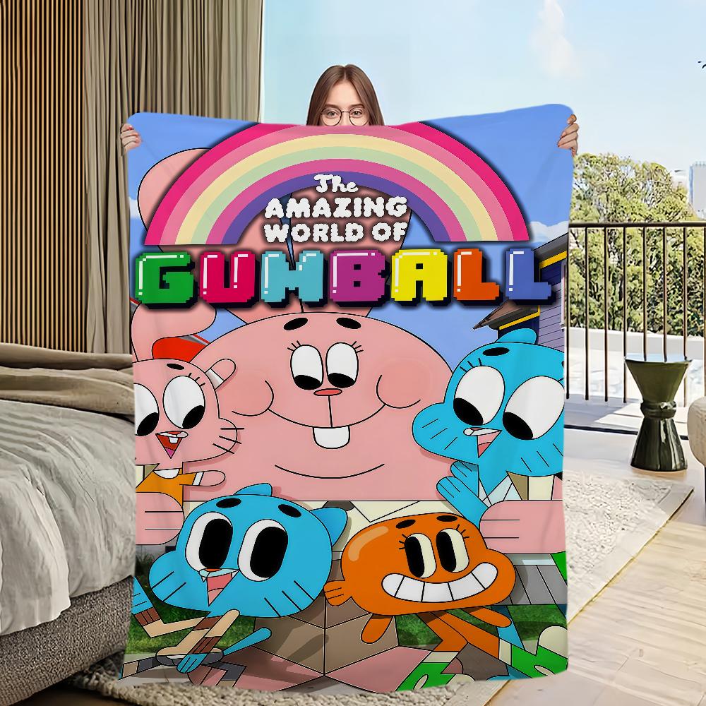 cartoon funny art Flannel warm soft plush blanket sofa living room hogar of G-gumball bedroom W-world travel gift home A-Amazing