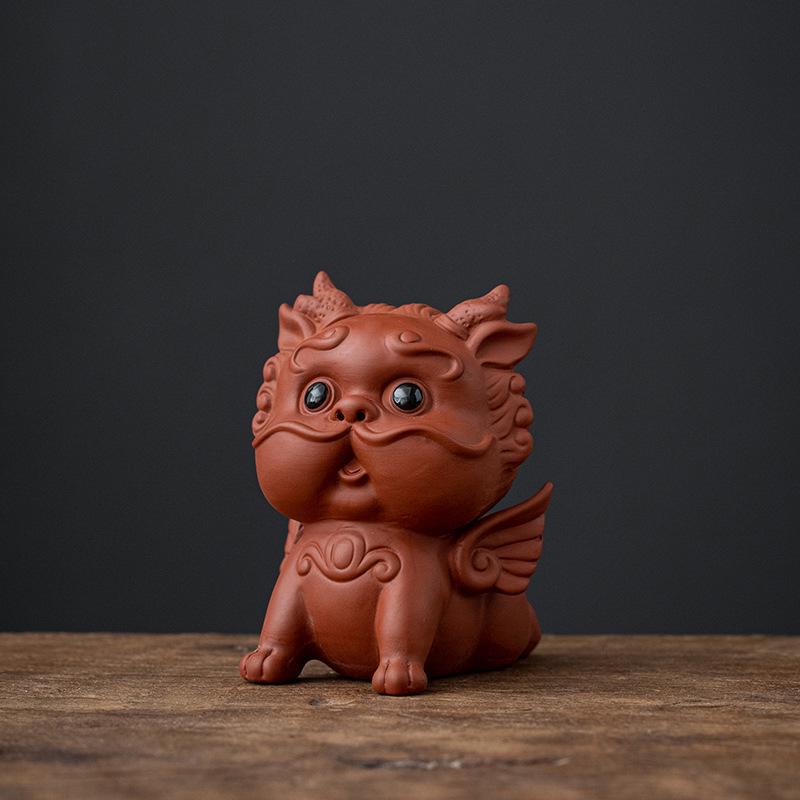 Guochao Pixiu Zisha Tea Pet Ornament - Creative, Cute, and Wealth-Attracting Tea Table Decoration