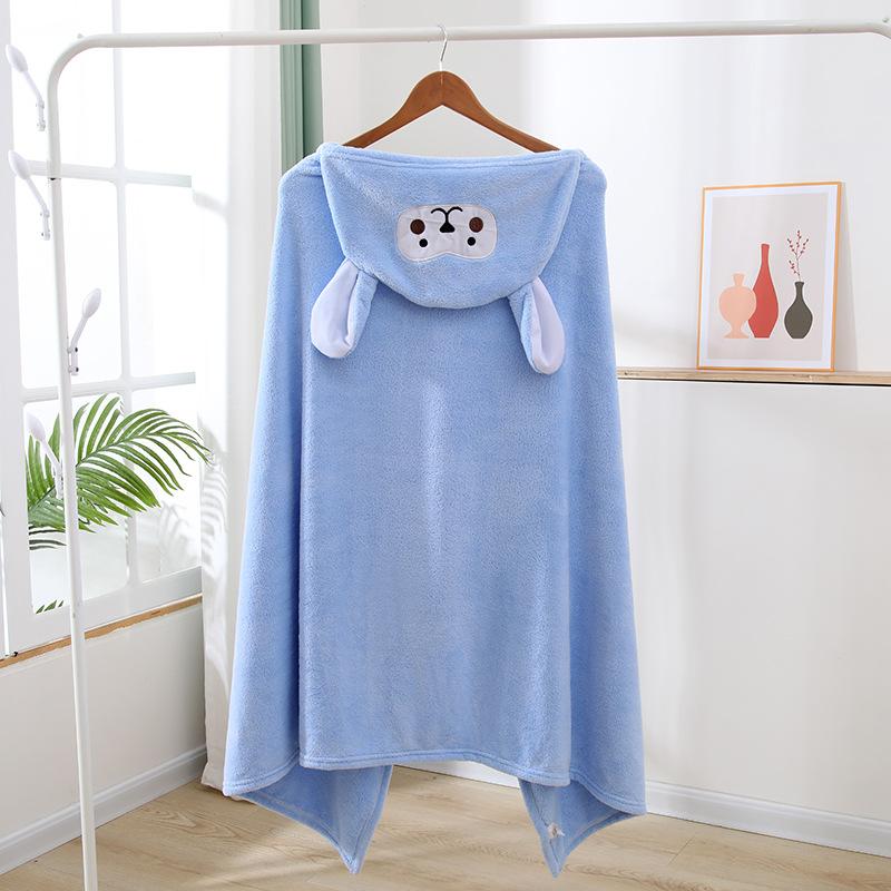 70x140CM Baby Bath Towel Coral Fleece Baby Hooded Towel Absorbent Soft Towels for Newborn Cartoon Animal Hooded Bath Blanket