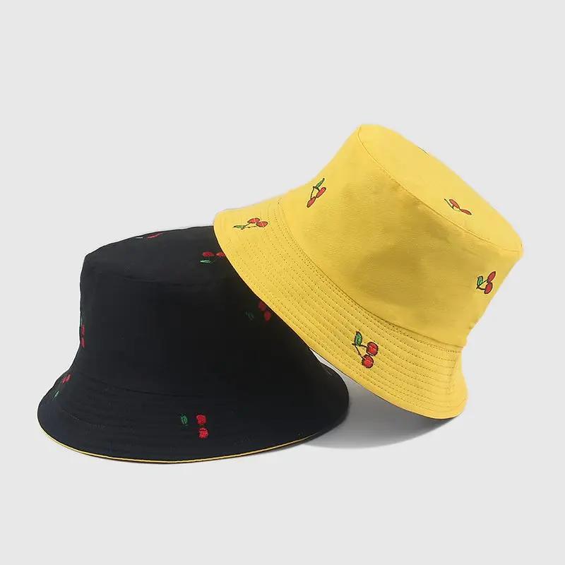 Jarní a letní bavlněný klobouk typu bucket hat s potiskem, rybářský klobouk, venkovní cestovní klobouk, sluneční klobouk pro muže a ženy 208