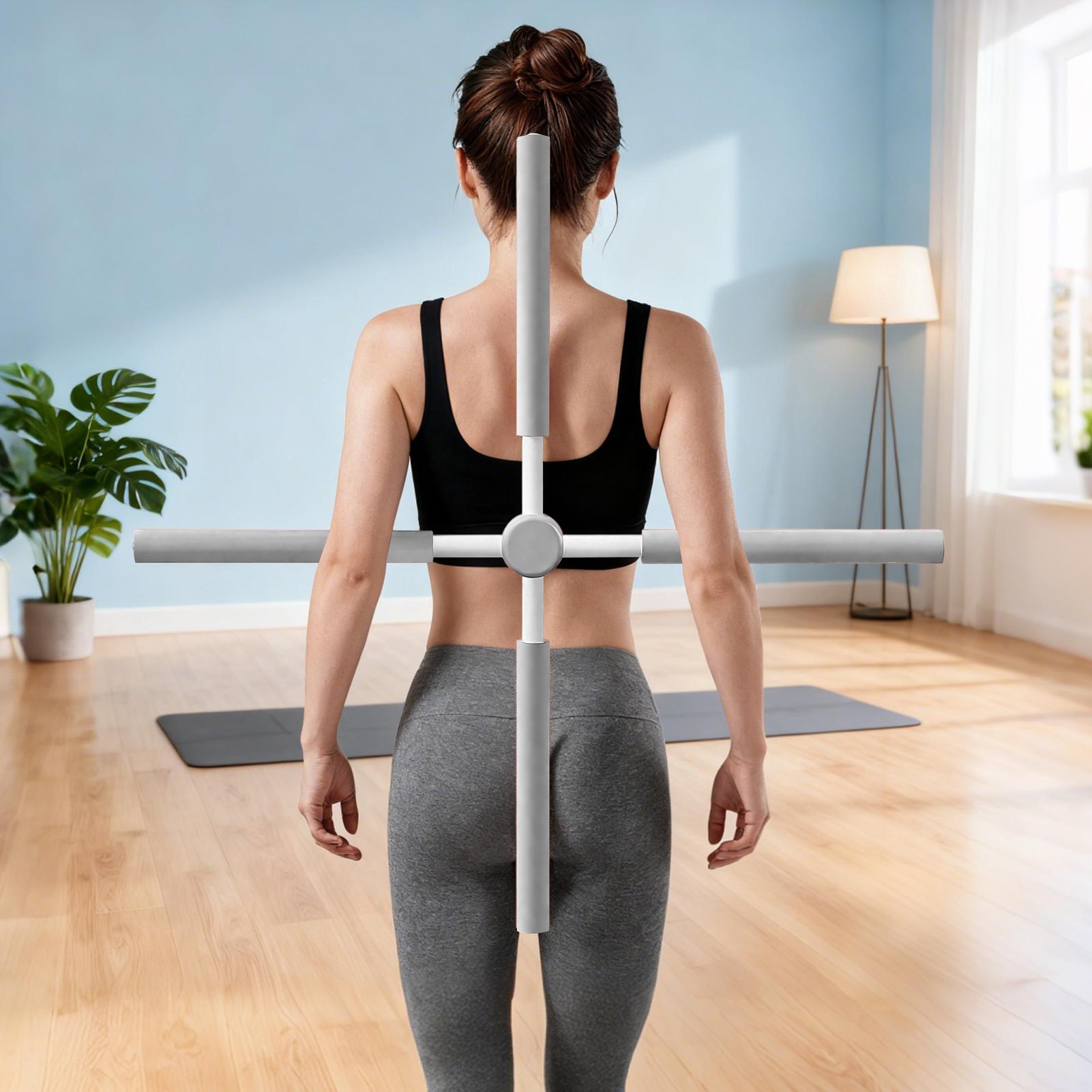 Back Stretcher Yoga Stick, Postures Corrector for Neck Hump & Pain Relief, Portable Gym Equipment for Workout Home, Office Use rosa
