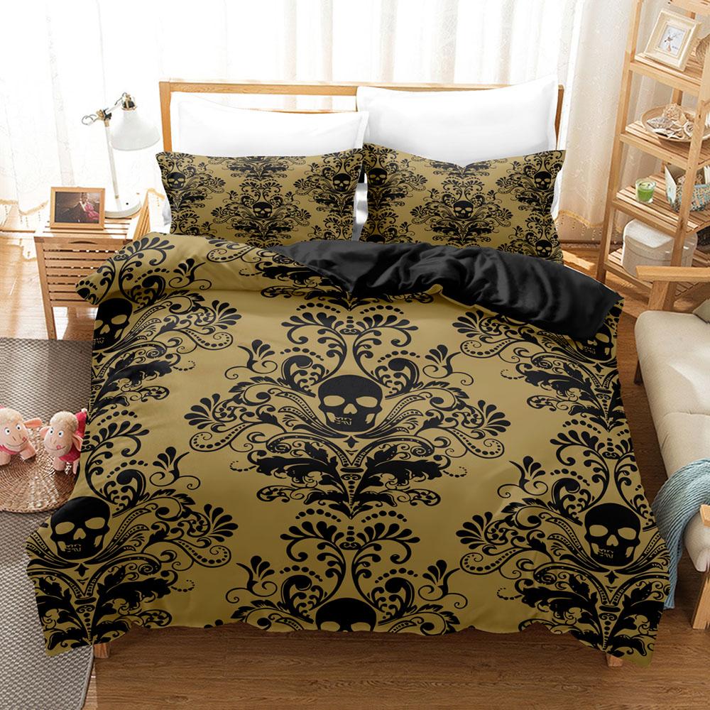 Gothic Style Skull Bedding Sets For Adults Bed Supplies Set Duvet Cover Set With Pillowcases No Filling Luxury Birthday Gifts