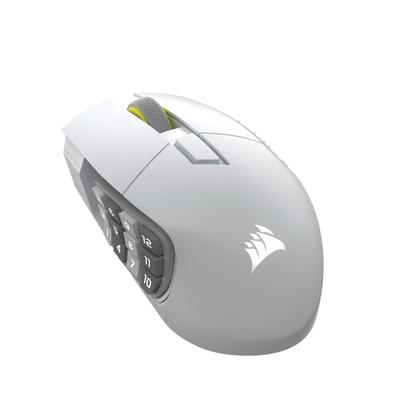 CORSAIR SCIMITAR ELITE WIRELESS SE Belaidis žaidimų pelė su 16 programuojamų mygtukų, idealiai tinka MARKSMAN S 33K Elgato Virtual Stream, belaidė, balta,